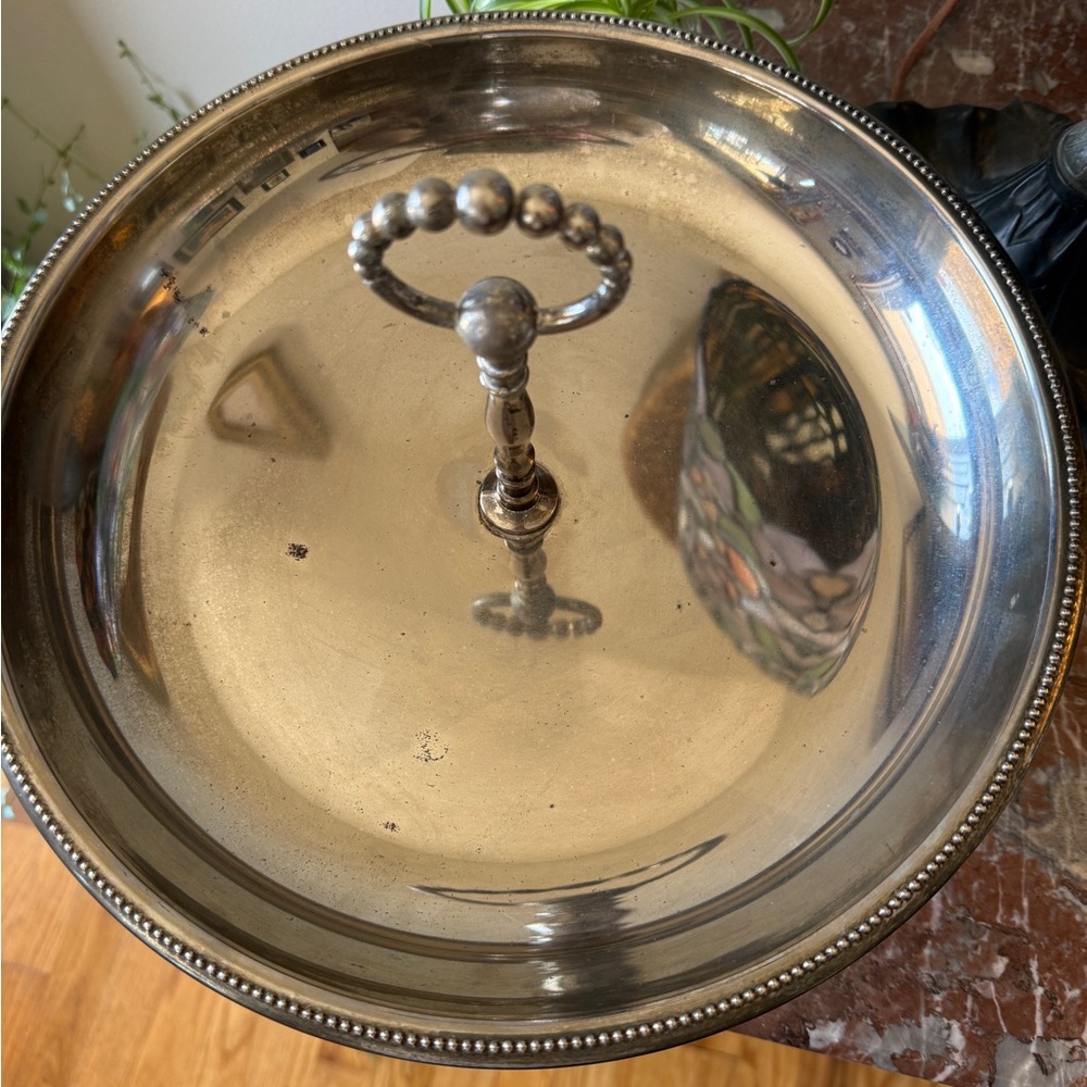 Vintage Godinger Rustic Silver Plated Two-Tier Handled Tazza Serving Dish - Picture 7 of 11